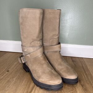 ROCKPORT Walkability Womens 8 Khaki Brown Tan Suede Leather Boots Buckle
